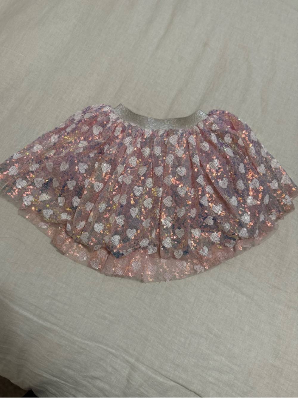 Sparkle Sisters Girls Sequined Heart Tulle Lined Elastic Waist Tutu